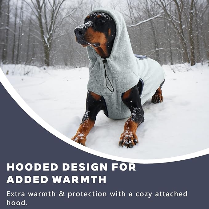 IECOii Fleece Dog Sweater for Large Dogs, Reflective Dog Fleece Sweatshirt Vest with Convenient Leash Hole, Lightweight Turtleneck Sweater for Fall Winter, Warm Great Dane Hoodie, Blue, XXXL