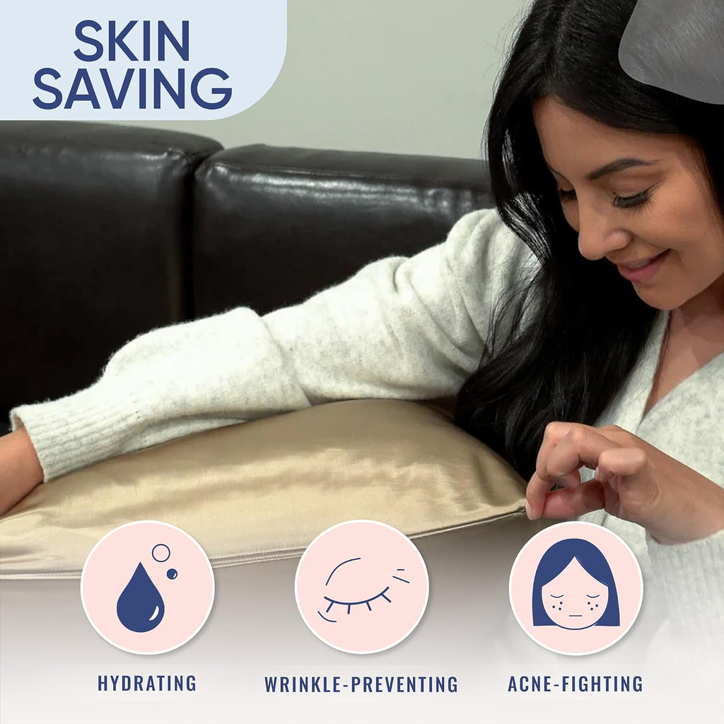 Blissy Silk Pillowcase - 100% Pure Mulberry Silk - 22 Momme 6A High-Grade Fibers - Silk Pillow Cover for Hair & Skin - Regular, Queen & King (Taupe, Standard)