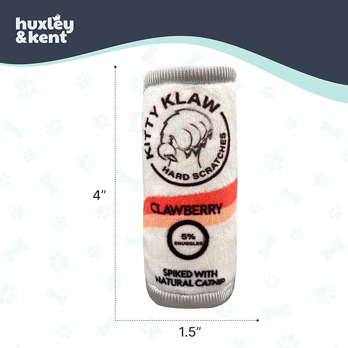 Huxley & Kent Plush Cat Toy - Interactive Catnip Toy for Cats & Kittens - Soft Kitty Toy with Crinkle & Catnip - Fun Indoor Play Toy - Kitty Klaw Clawberry