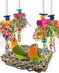 KATUMO Conure Toys, Bird Grass Swing Mat Parrot Climbing Hammock with Colorful Toys for Parakeet, Cockatiel, Sun Conure, Lovebird, Budgie, Small Birds