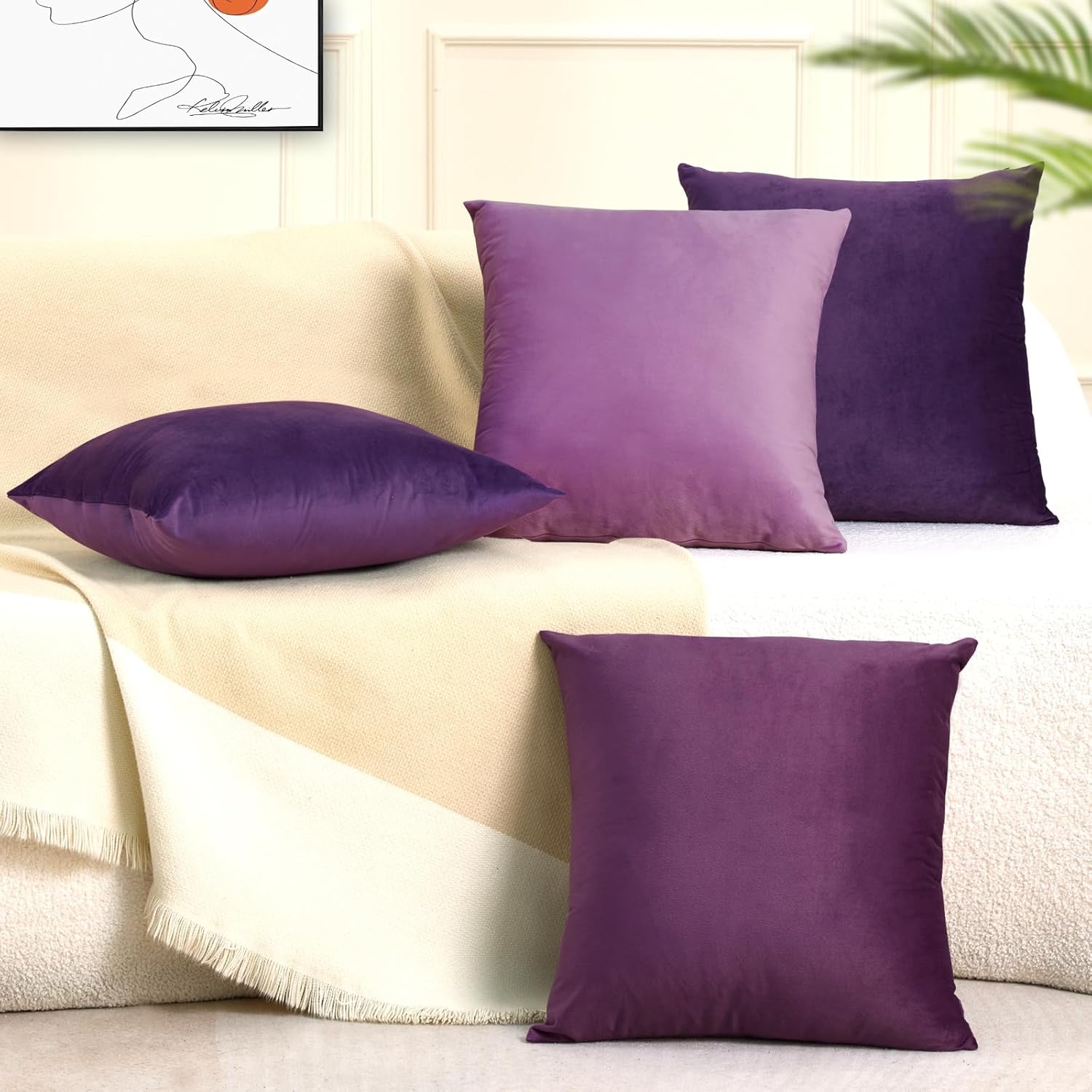 Throw Pillow Covers (Purple Series, 18x18 inches)