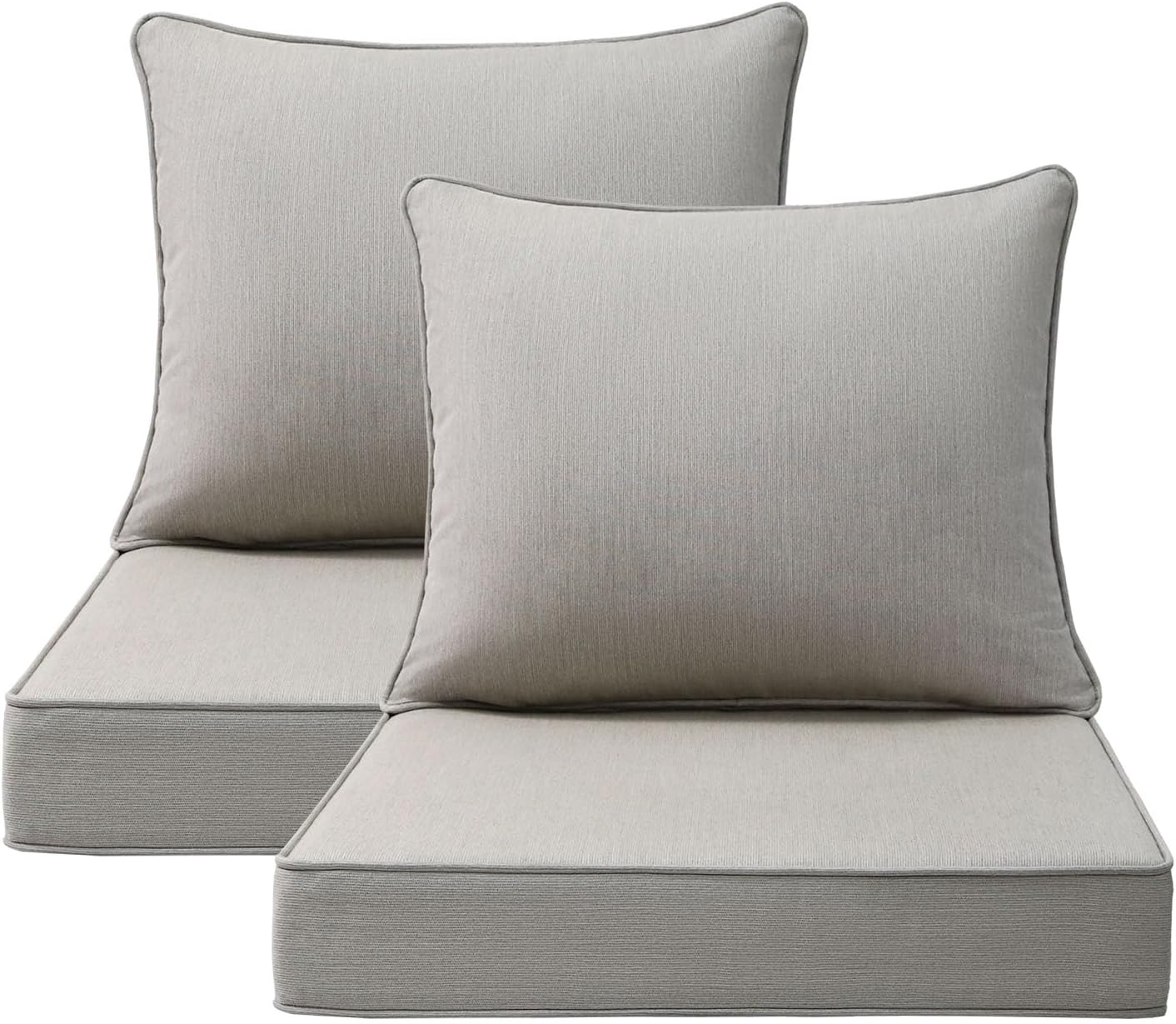 Sunbrella Outdoor Chair Cushions Set, 22" x 22", Set of 2, Water-Repellent, Fade Resistant, Deep Seat Bottom and Back Cushion for Backyard, Couch, Sofa and Patio Furniture, Specrtum Pebble