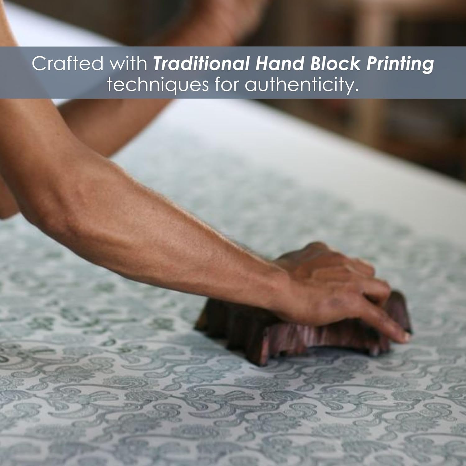 SheetKart Cotton Throw Pillow Covers - Set of 2 - Hand Block Cotton Printed Boho Decorative Pillow Covers - Cushion Covers for Living Room, Bohemian Theme, 16x16 Inches, Floral Blue