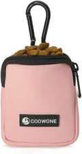 COOWONE Dog Treat Pouch Pocket Sized Pet Puppy Training Pouch for Dog Training Behavior Aids, Waterproof Nylon Fabric Dog Poop Bag Holder, Hands Free Dog Walking Bag with Metal Carabiner (Pink)