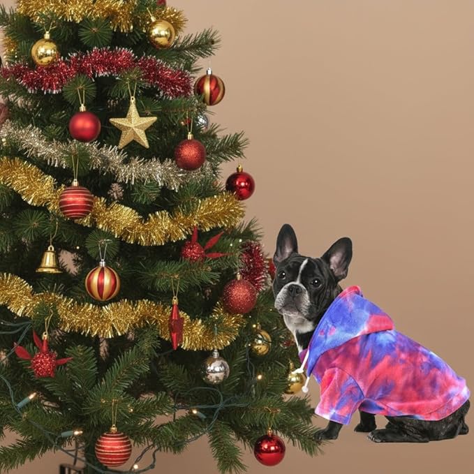 Mklhgty Tie Dye Dog Hoodie, Winter Coat for Small Dogs - Ultra-Soft Adjustable Warm Hood, Breathable Comfort Fabric for Daily Use