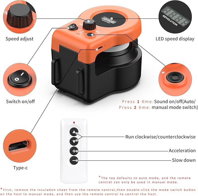 AsFrost Upgraded Cat Toys for Indoor Cats, Interactive Cat Toy Treadmill Moving String Mouse Toy for Chase Hunt Weight Loss, Self Play/Remote Control Funny Cat Toy, Gifts for Cat Lovers-Bright Orange