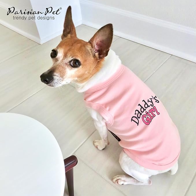 Parisian Pet Dog T-Shirt with Embroidered 'Daddy’s Girl' Words - 100% Cotton, Breathable Sleeveless Girl Dog Clothes - Machine Washable Shirt for Large Dogs, 2XL
