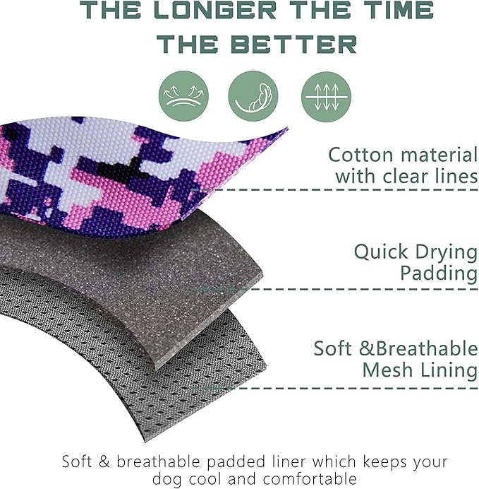 No Pull Dog Harness for Large Dogs, Adjustable No Choke Pet Vest with Dog Leash Fit Smart Reflective Pet Walking Harness for Training Easy Control Soft Handle Purple Camo XL