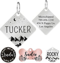 Ultra Joys Stainless Steel Pet ID Tag Dog Name Tags Personalized Front and Back Engraving, Customized Dog Tags and Cat Tags, Optional Engraved on Both Sides, Diamond Tag Mountain Silver Small