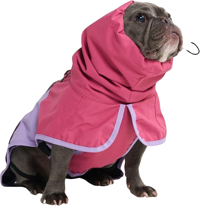 Spark Paws Dog Raincoat, Waterproof Windproof Rain Jacket, for Small Medium Large Extra Large Dogs, Reflective Breathable Full-Body Coverage Dry Suit - Pink Lilac Purple - L