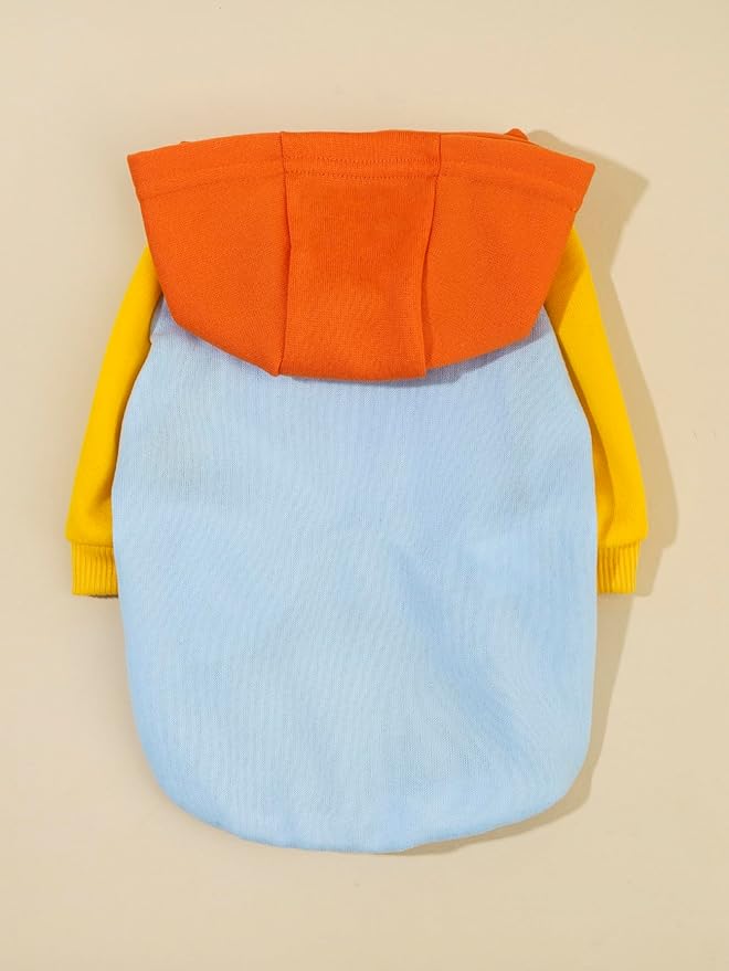 QWINEE Basic Dog Hoodie Sweatshirt Puppy Sweater Warm Cat Costumes Pet Clothes for Chihuahua Puppy Kitten Small Medium Dogs Orange and Blue Medium