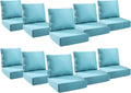 6" Thick Outdoor Cushions 24x24x6, 10-Set Deep Seat Patio Cushions with Removable Cover, Waterproof & Fade Resistant Replacement for Wicker Chair, Loveseat, Sofa - Teal