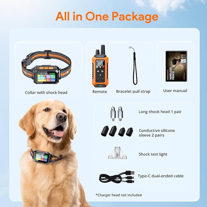Meowant GPS Wireless Dog Fence System Collar with Training Remote, Free App, Custom Invisible Fence(82-7000ft), Beep/Vibration/Correction, Early Alert Band, Waterproof LCD Collar, Dogs 10+Lbs, Outdoor