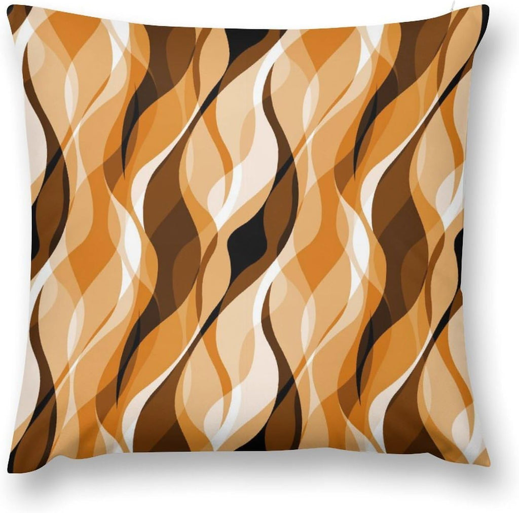 Orange Throw Pillow Covers Modern Abstract Burnt Orange Striped Decorations for Bedroom Living Room Farmhouse Sofa Pillows Bed Couch 16x16 Inch