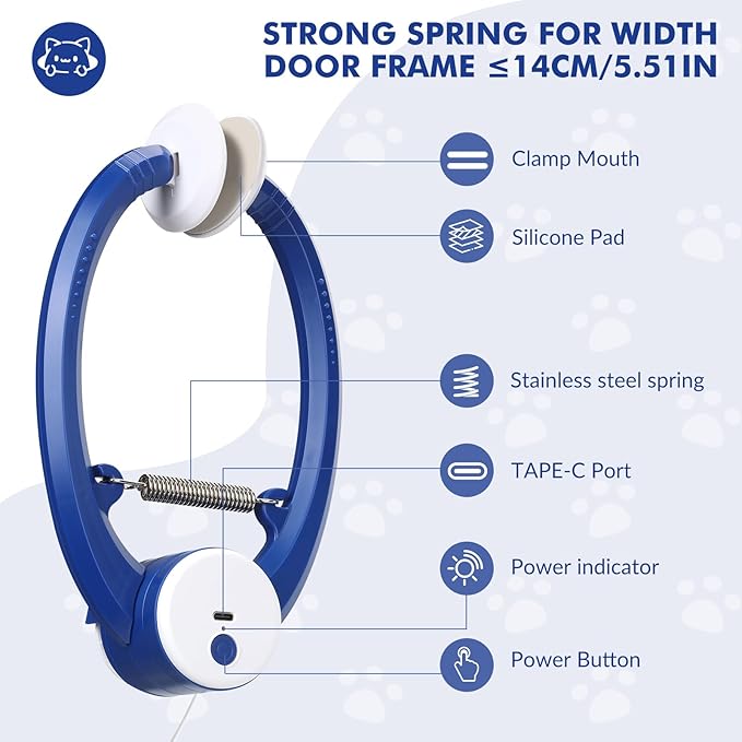 Interactive Cat Toys for Indoor Cats, Automatic Electric Flying Bird Feather Wand Toy, Best Kitten & Adult Cat Enrichment Toy Hanging Electric Kitty Toys for Bored Cats, Dark Blue