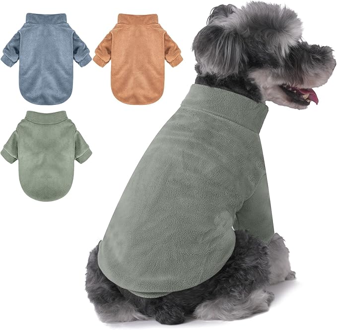 Dog Sweater, 3 Pack Dog Sweaters for Small Dogs Girl Boy, Ultra Soft Warm Puppy Clothes Dog Coat for Winter (Lt Blue+Olive+Brown, XX-Small)