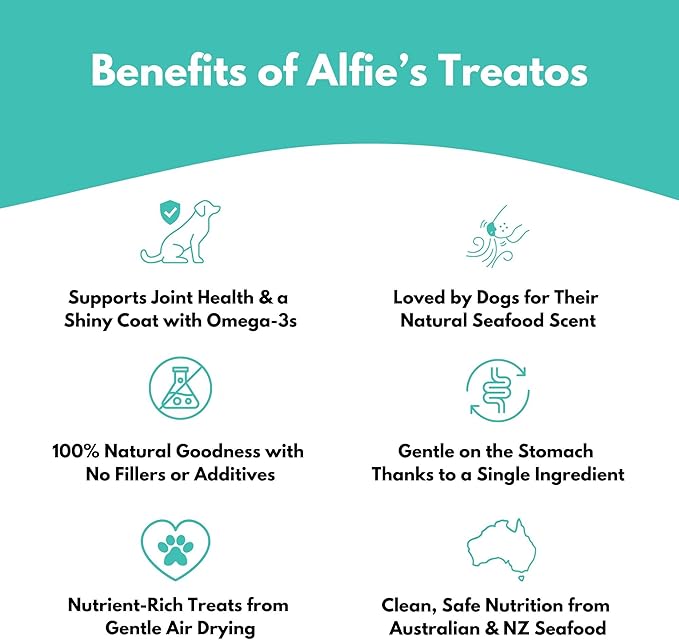 ALFIE'S TREATOS Shrimp Treats for Dogs & Cats (2.12 oz), Air-Dried Dog Treats, Food Topper & Training, Australian Wild-Caught, Single Ingredient, Freeze-Dried Alternative
