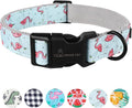ARING PET Flamingo Dog Collar-Cute Summer Small Dog Collars, Adjustable Lightweight Cotton Pet Collars for Small Medium Large Boy and Girl Dogs, Large