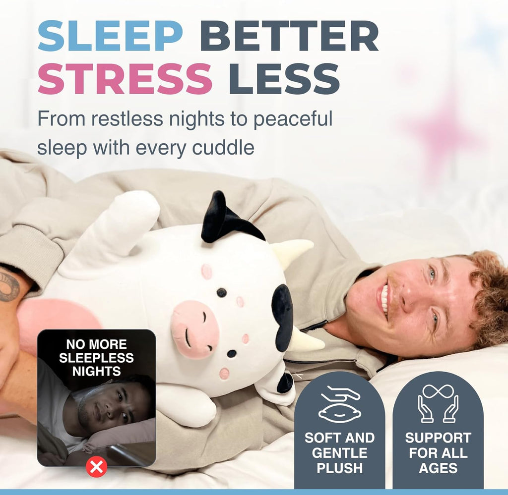 Cow Print Plush Body Pillow for Kids | Long Stuffed Animal Cuddle Pillow | Soft Hugging Toy | Plushie Gift for Girls & Boys | Long Plush Body Pillow for Sleep & Comfort | Small, 23 Inches