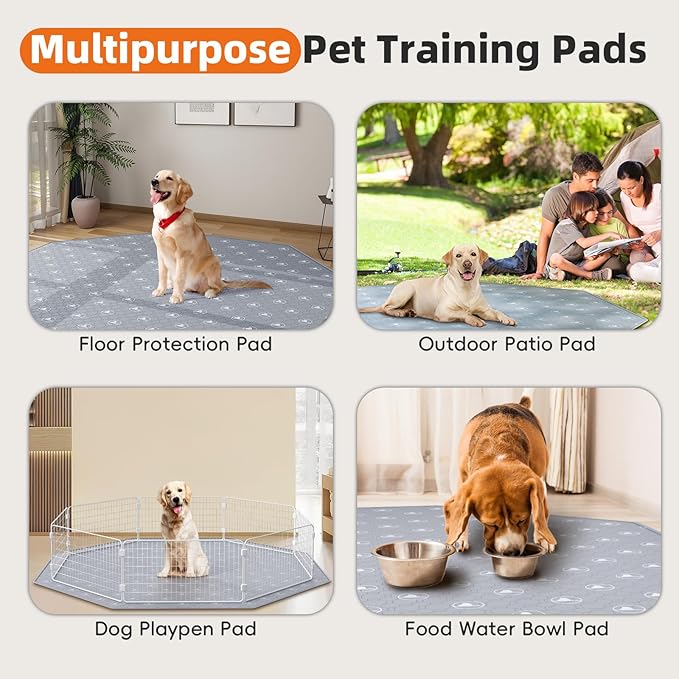 PJYuCien Washable Pee Pads for Dogs 2 Pack, 89" x 33" Octagonal Reusable Pee Pads for Dogs, Leak-Proof Pet Training Pads, Puppy Pads for Non-Slip, Designed for 24/30/36/42'' Width 8 Panels Pen