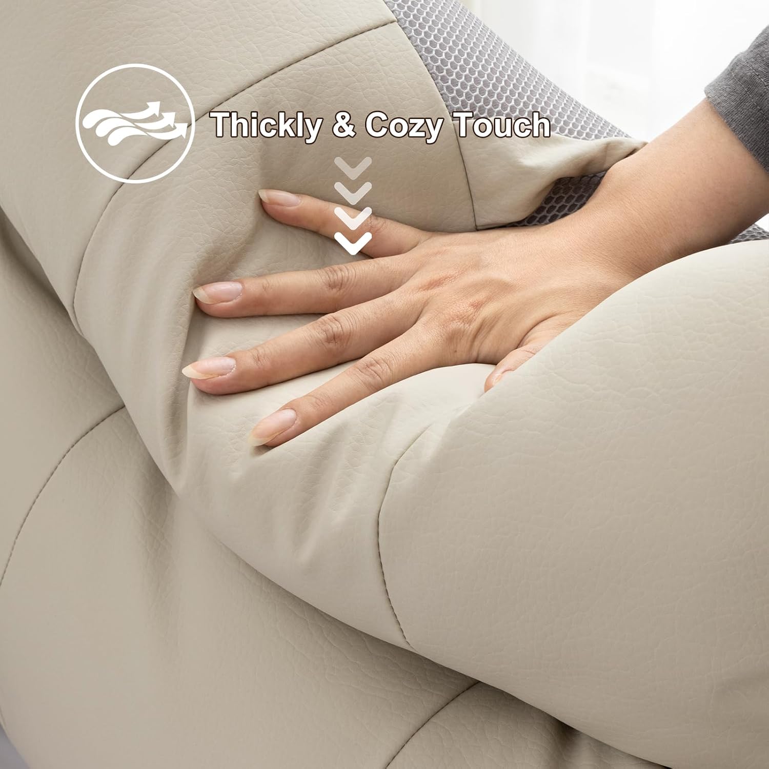 A Nice Night Faux Leather Reading Pillow for All Season,Wedge Bedrest Pillow Backrest with Arms Back Support for Sitting Up in Bed/Couch,Natural