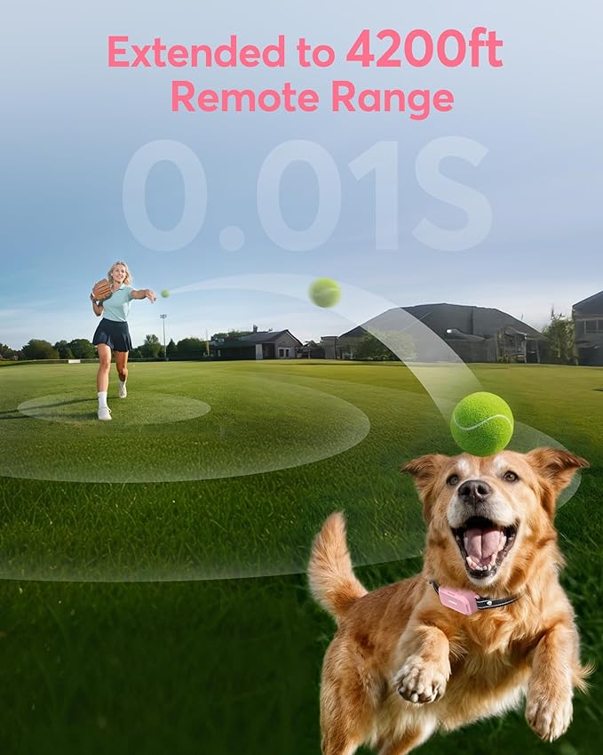 Jugbow Dog Training Collar - 4200FT Training Collars with Remote, IPX8 Waterproof E-Collar with 4 Training Modes, Security Lock for Dogs 10-120lbs(Pink)