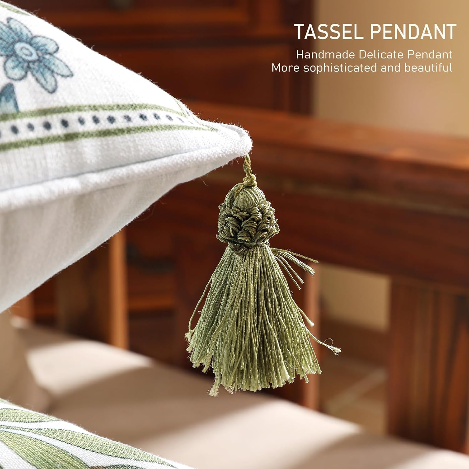 ISAENNE Design Fresh Linen Square Throw Pillow Covers 18"x18", French White Cottage Cushion Covers with Blue Floral Branches Pattern Decor Pillowcases for Bed,Living Room,Outdoor,Car