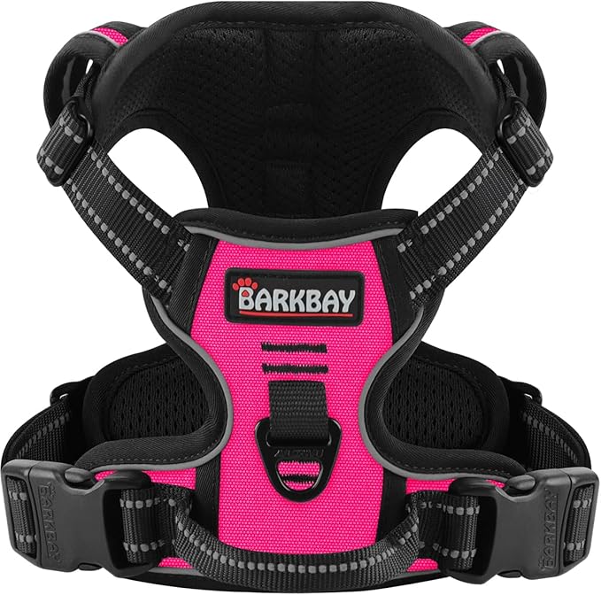 BARKBAY Dog Harness No Pull for Small Dogs - Adjustable, Reflective, Comfortable, No Choke, Heavy-Duty - Perfect for Outdoor Training, Walking, and Hiking - Strong & Durable - XS & Pink