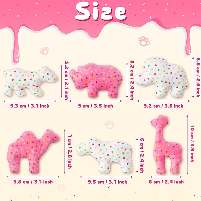 MALLMALL6 6Pcs Frosted Animal Cookie Catnip Crinkle Paper Sound Toys Gift for Cat, Catmint Teething Chew Kick Interactive Toy for Indoor Cats, Soft Candy Pet Presents Supplies for Kitten Lover