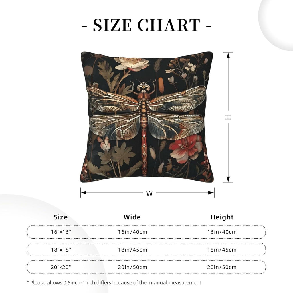 William Morris Abstract Vintage Floral Dragonfly Design 18x18 inches Throw Pillow Covers Square Pillowcases Decor for Bed Couch Sofa Living Room Cushion Covers