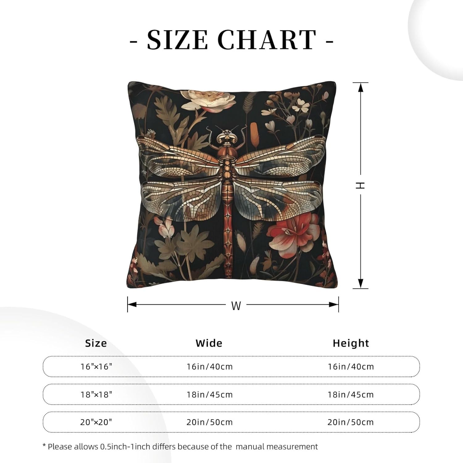 William Morris Abstract Vintage Floral Dragonfly Design 18x18 inches Throw Pillow Covers Square Pillowcases Decor for Bed Couch Sofa Living Room Cushion Covers