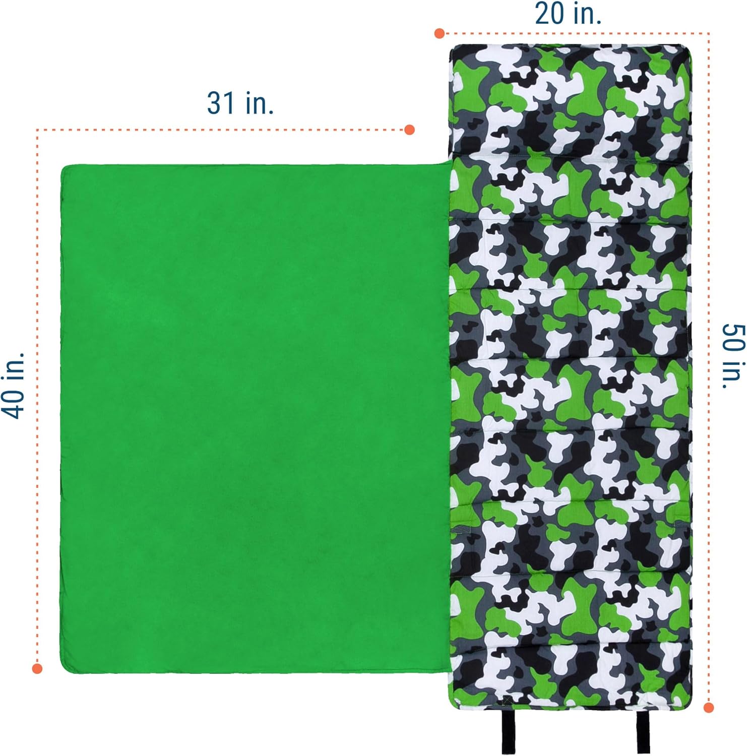 Wildkin Kids Original Nap Mat – Cozy Kids Sleep Mat with Pillow, Ideal for School & Travel - Camo Green