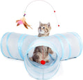 Tempcore 3-Way Collapsible Cat Tube Toys, Indoor Cat Tunnels with Peek Hole Toy Ball, Light Grey