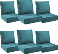 6" Thick Outdoor Cushions 24x24x6, 6-Set Deep Seat Patio Cushions with Removable Cover, Waterproof & Fade Resistant Replacement for Wicker Chair, Loveseat, Sofa - Peacock Green