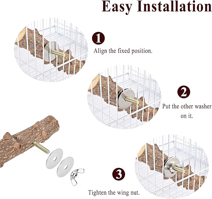 Mogoko Bird Ladder Perch for Cage, Natural Wood Bird Parrot Perch Stand Parrot Perch Bridge Climbing Chewing Toys for Small Medium Animal