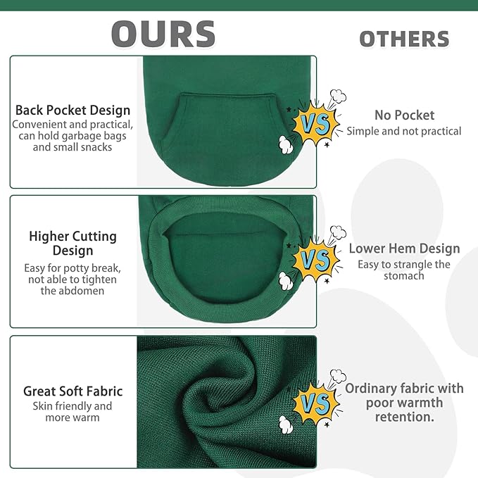 KOOLTAIL Basic Dog Hoodie - Soft & Warm Pet Hoodie Sweater with Leash Hole and Pocket, Dog Winter Coat, Cold Weather Clothes Sweatshirt for Small Medium Large Dogs Puppy Cat Boys Girls Deep Green M