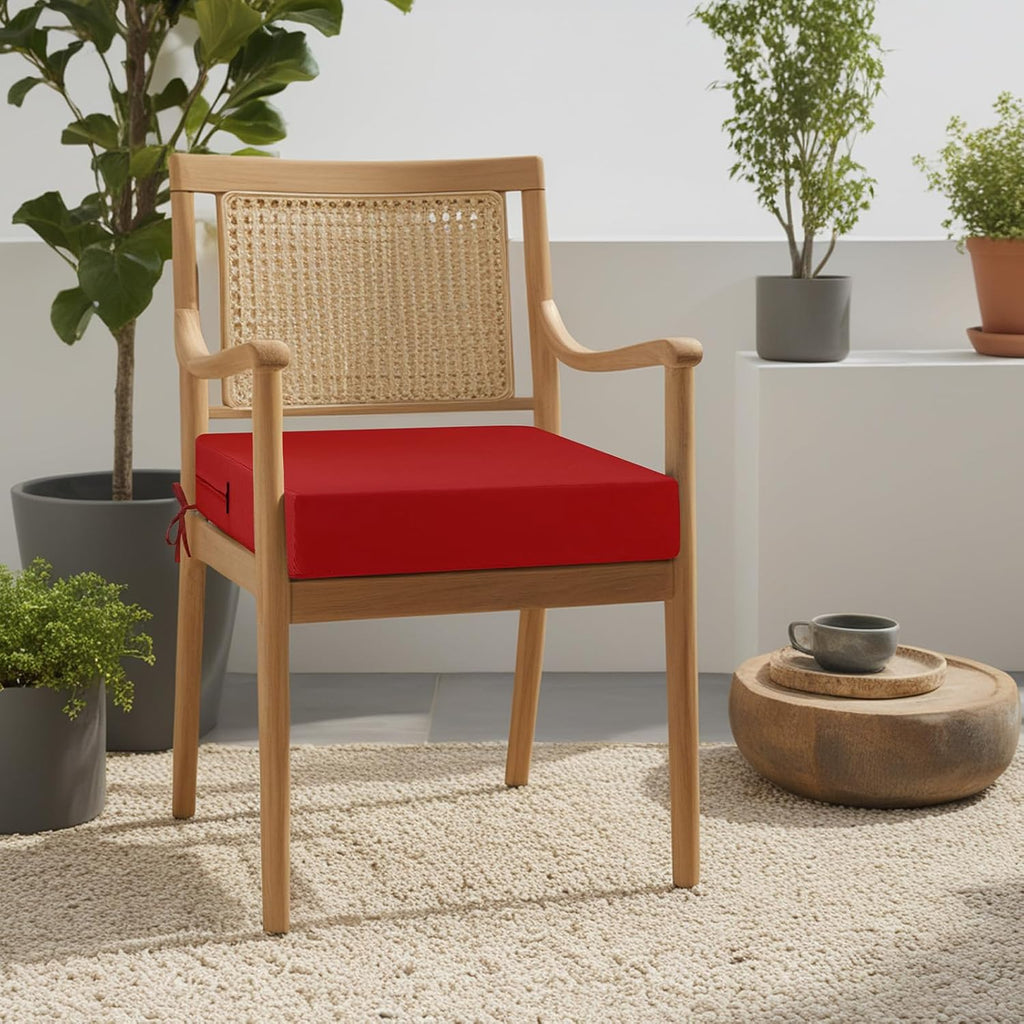 idee-home Outdoor Cushions for Patio Furniture, Outdoor Seat Cushion, Waterproof Couch Hampton Bay Deep Seat Replacement Chair Cushions for Garden Lawn Backyard Deck, 24 x 26 Red