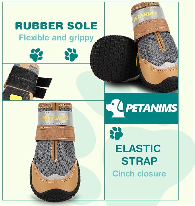 Dog Shoes for Large Dogs, Medium Dog Boots & Paw Protectors for Winter Snow, Breathable Dog Booties for Hot Pavement, Hardwood Floors Gray Size 6