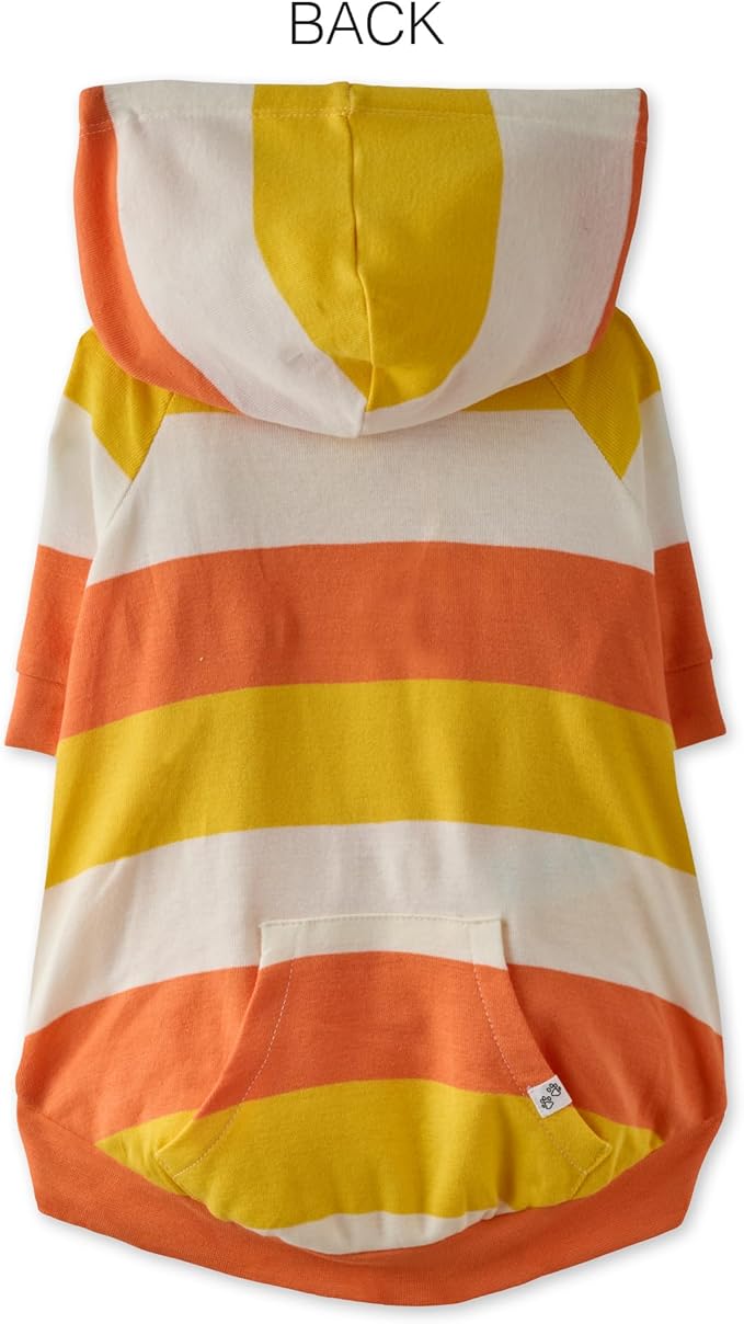 Rocky – The Orginal Lightweight Hooded TEE 100% Organic Cotton Dog Hoodie Pet Coat Sweater for Small, Medium, Large Dogs, Candy Corn, X-Large (55-80 lbs)