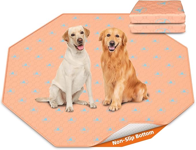 PJYuCien Washable Pee Pads for Dogs 2 Pack, 67" x 26" Octagonal Reusable Pee Pads for Dogs, Leak-Proof Pet Training Pads, Puppy Pads for Non-Slip, Designed for 24/30/36/42'' Width 8 Panels Pen