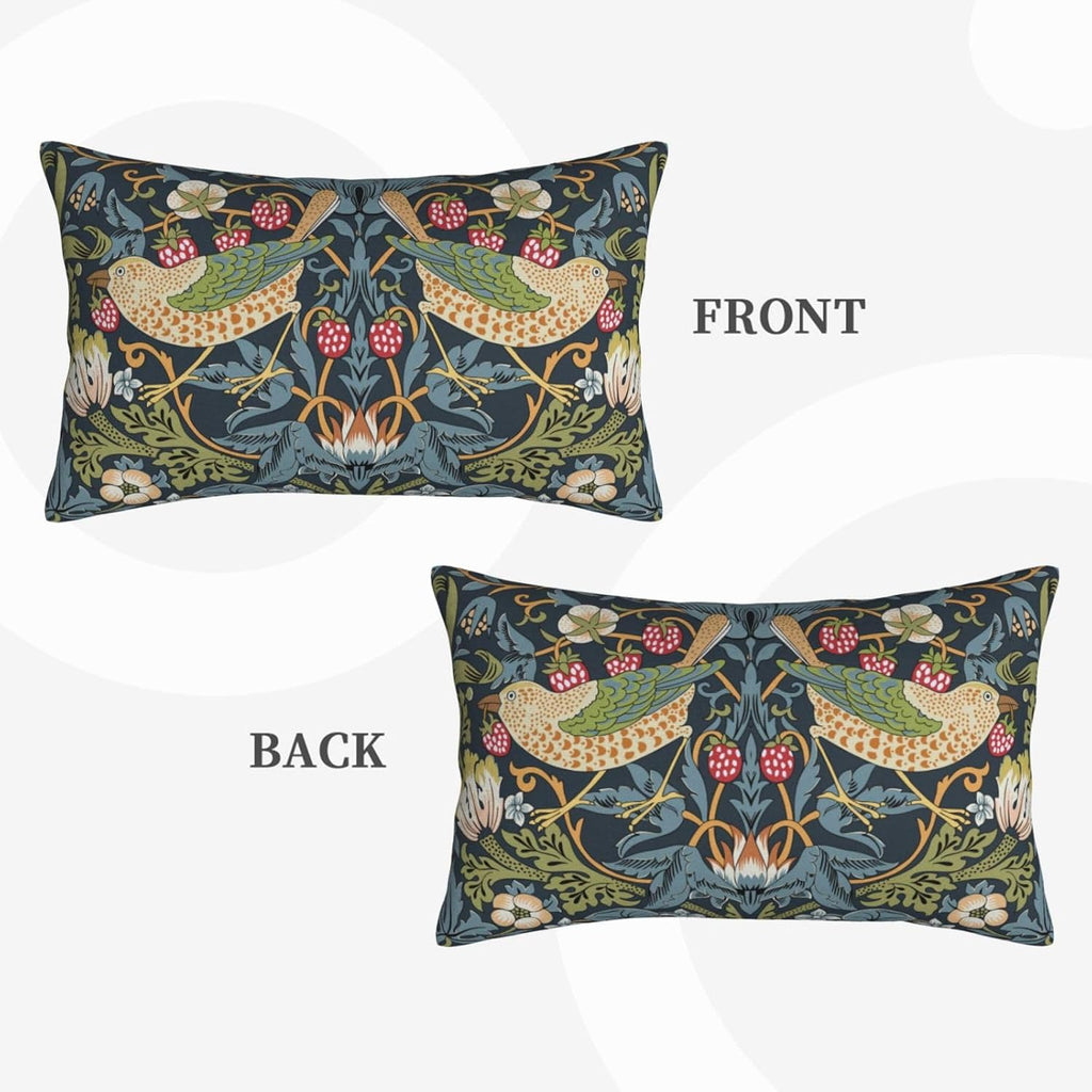 William Morris Vintage Floral Bird Strawberry Thief 20x12 inches Pillow Cover, Outdoor Farmhouse Pillow Cover Home Decor for Couch Sofa