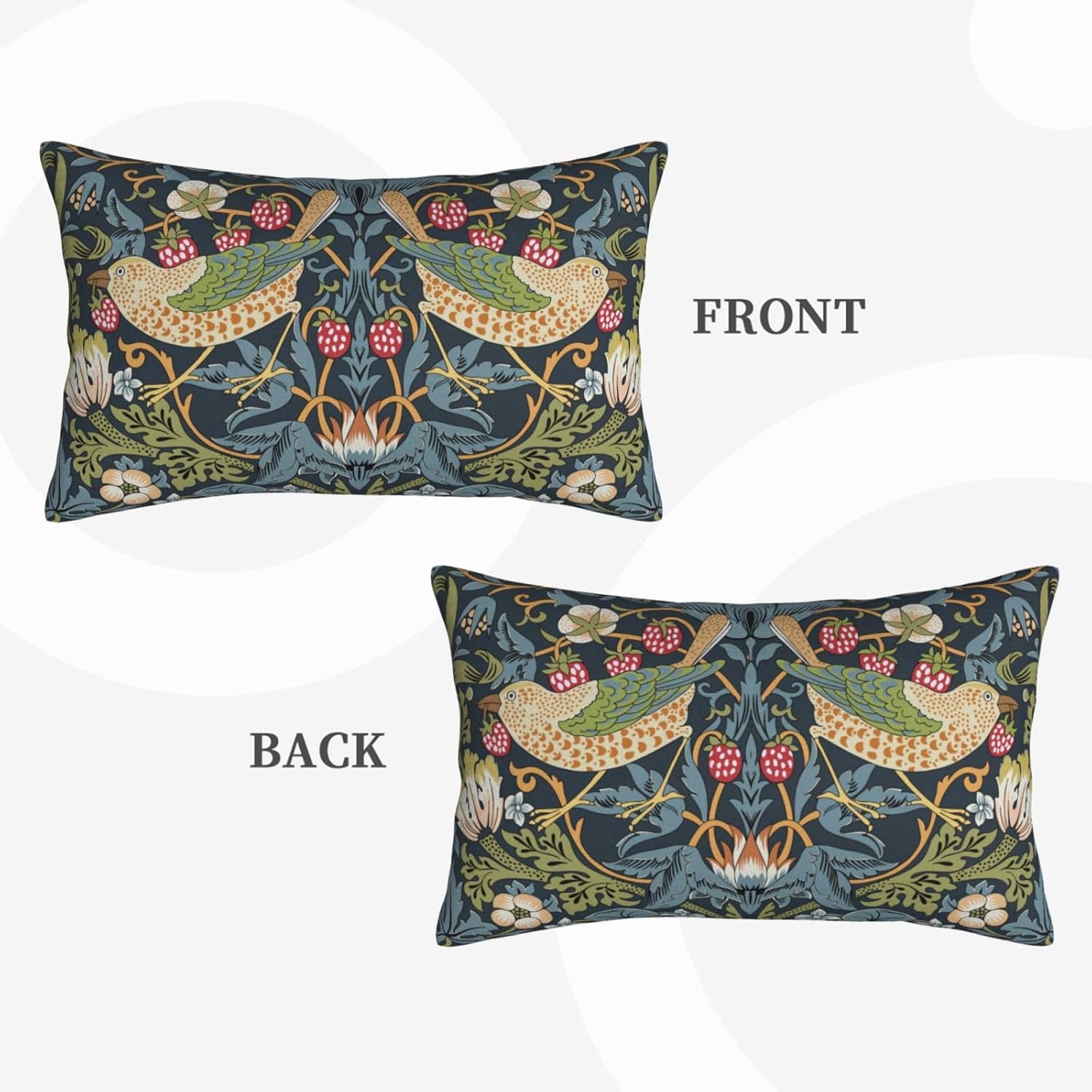 William Morris Vintage Floral Bird Strawberry Thief 20x12 inches Pillow Cover, Outdoor Farmhouse Pillow Cover Home Decor for Couch Sofa