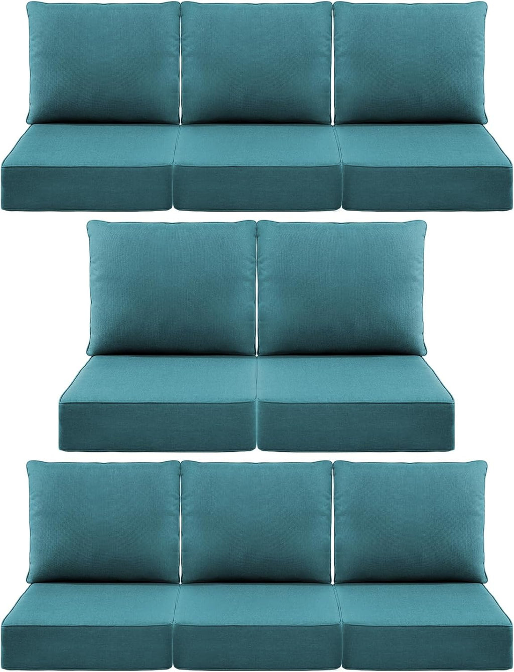 Luxury 6" Outdoor Cushions for Patio Furniture, 24x24x6" Thick Seat Cushion Set of 8, Fade Resistant Couch Chair Replacement Cushions High Density Deep Wicker Chair Cushion w/ Removable Cover, Green