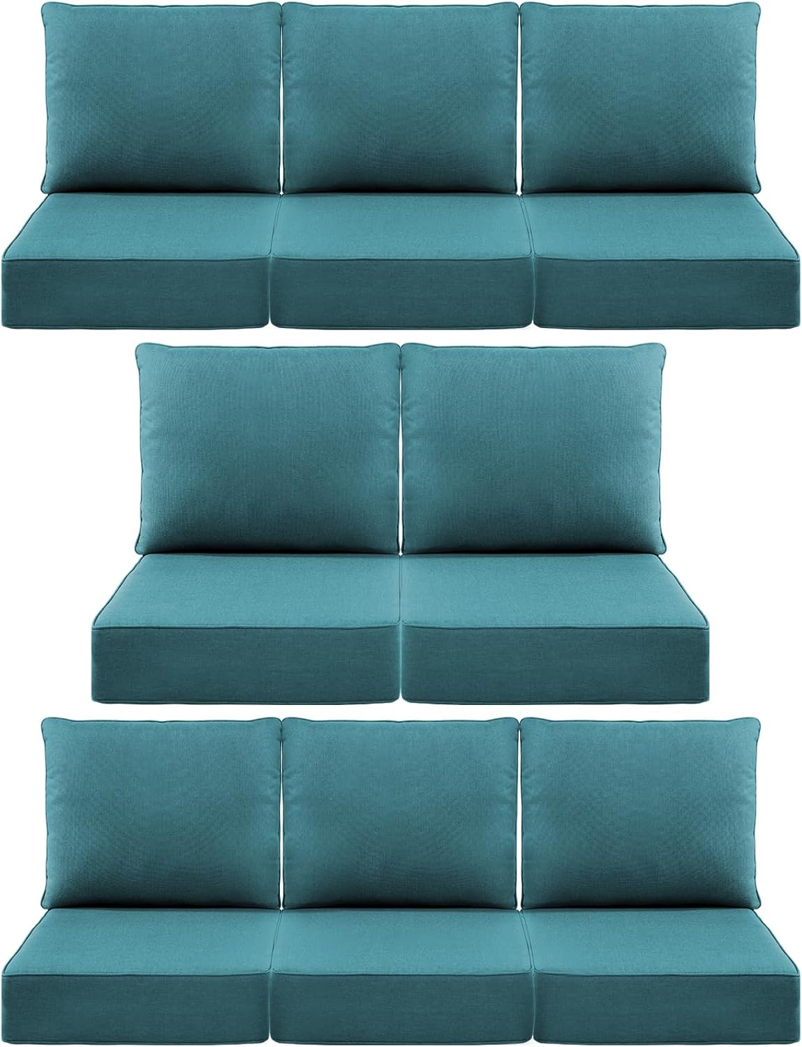 Luxury 6" Outdoor Cushions for Patio Furniture, 24x24x6" Thick Seat Cushion Set of 8, Fade Resistant Couch Chair Replacement Cushions High Density Deep Wicker Chair Cushion w/ Removable Cover, Green