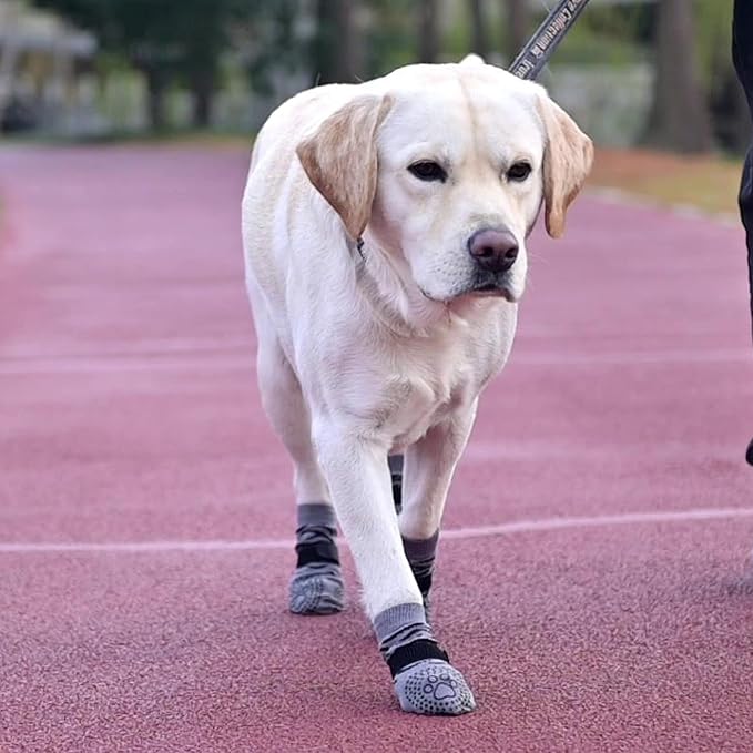 KOOLTAIL Dog Socks for Hot/Cold Pavement to Prevent Licking Paws,Dog Boots&Paw Protector for Hardwood Floors Anti Slip,Traction Control No Twist Grip Booties for Small Medium Large Senior Dogs L