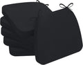 AAAAAcessories D-Shaped Chair Cushions, 2" Thick Dining Chair Pads with Ties and Removable, Machine-Washable Cover, 17" x 16", Set of 6, Black