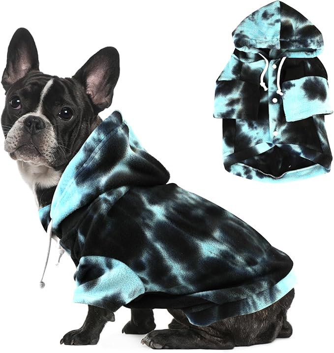 Mklhgty Tie Dye Dog Hoodie, Winter Coat for Small Dogs - Ultra-Soft Adjustable Warm Hood, Breathable Comfort Fabric for Daily Use