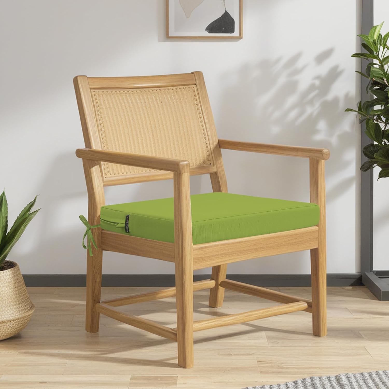 idee-home Outdoor Chair Cushions Set of 4, 17" x 16" Outdoor Seat Cushion Waterproof Patio Furniture with Ties, Dining Chair Pads