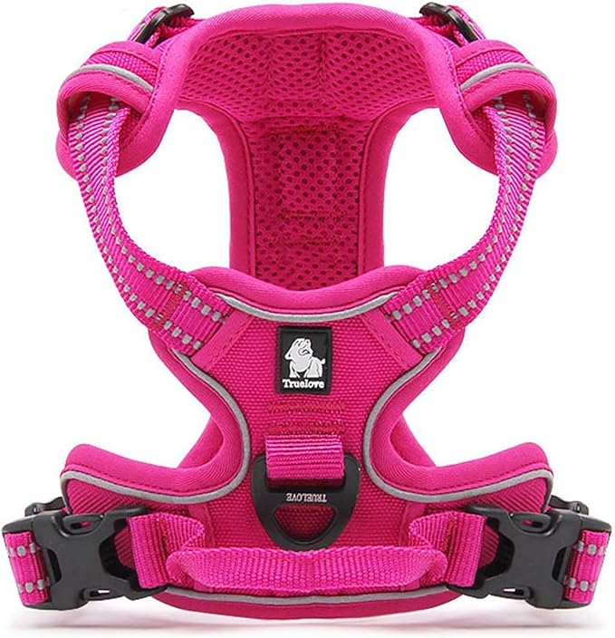 TRUE LOVE Adjustable No-Pull Dog Harness Reflective Pup Vest Harnesses Comfortable Control Brilliant Colors TLH5651(Fushcia,S)