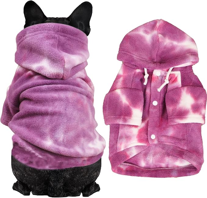 Mklhgty Tie Dye Dog Hoodie, Winter Coat for Small Dogs - Ultra-Soft Adjustable Warm Hood, Breathable Comfort Fabric for Daily Use